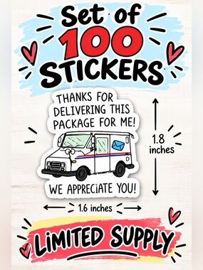 100 Thank You Mail Carrier Packages Shipping Stickers